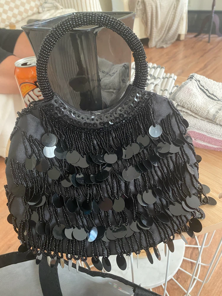 Black Beaded Sequin Handbag