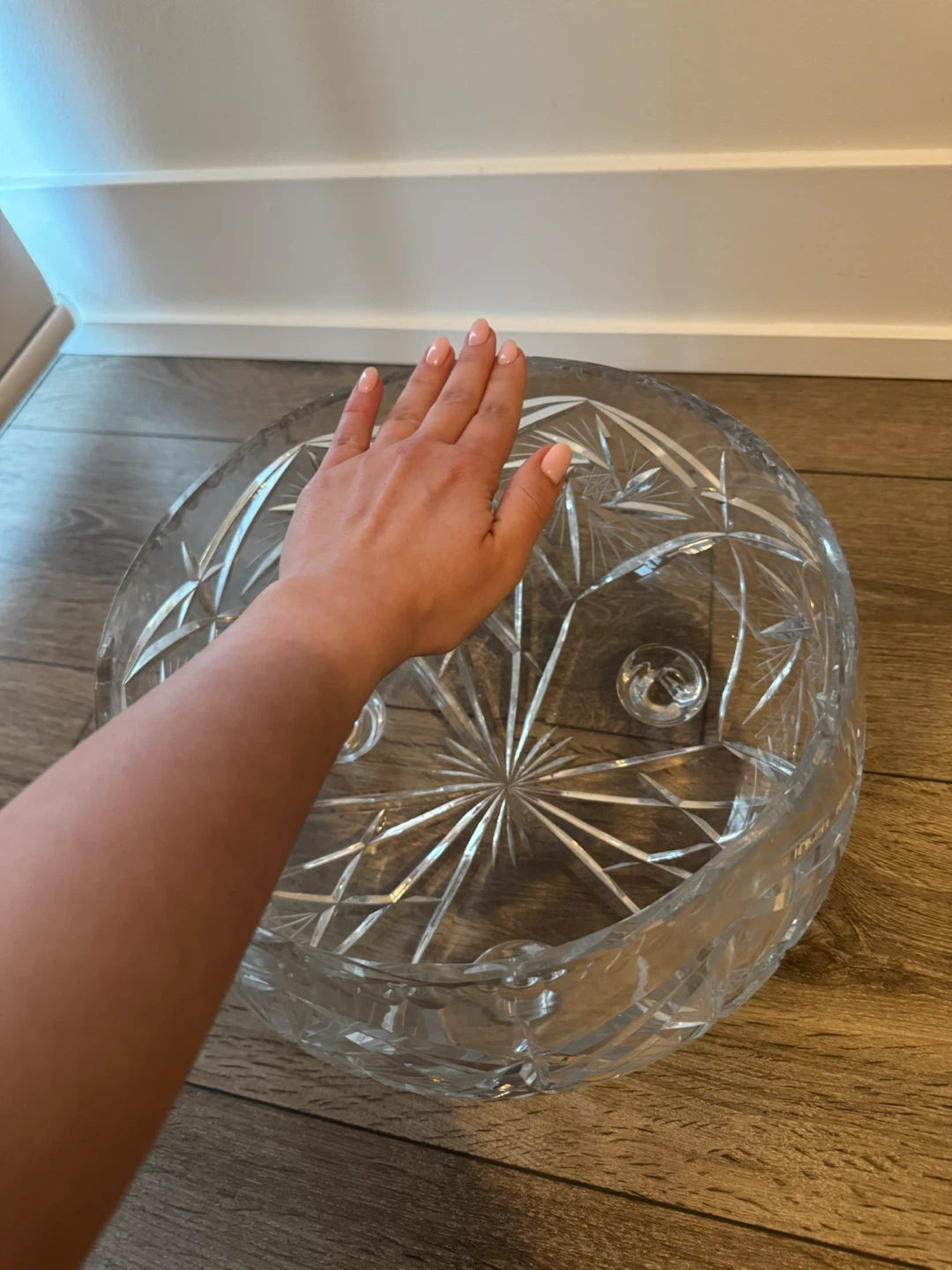 Crystal Cut Glass Footed Serving Bowl - photo 3