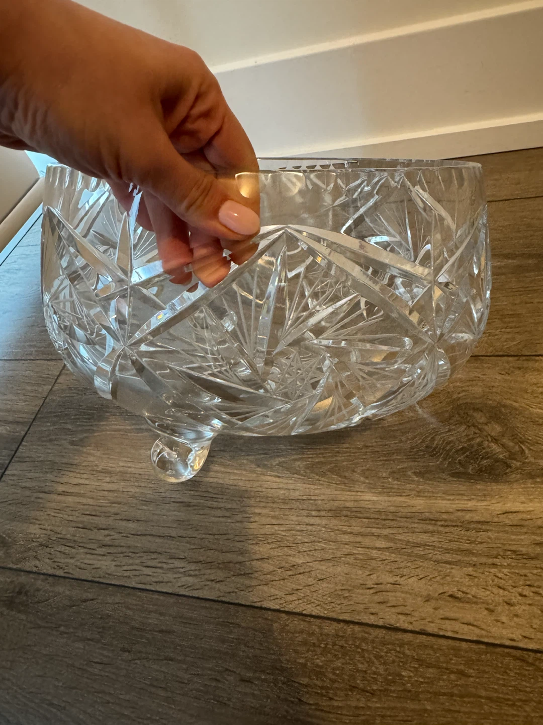 Crystal Cut Glass Footed Serving Bowl - photo 4