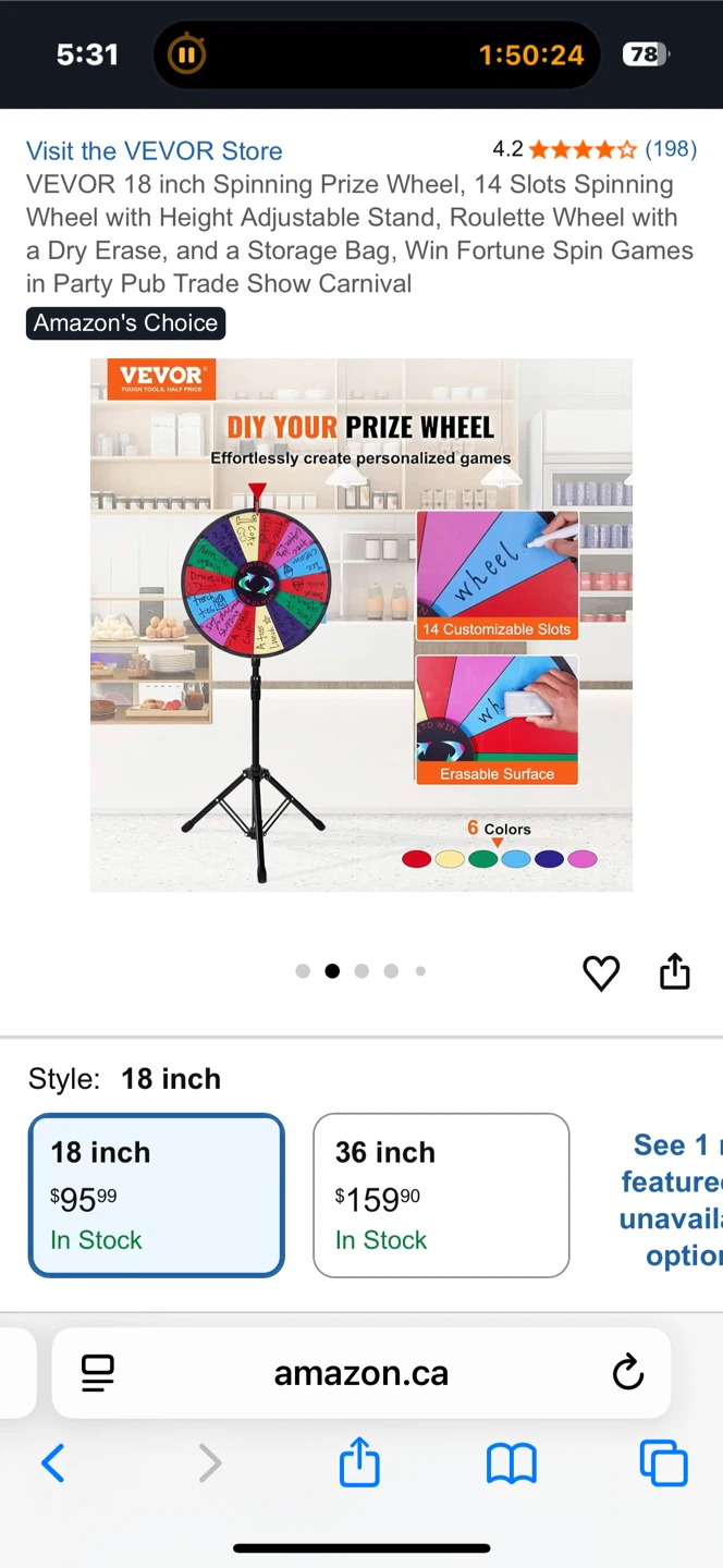 VEVOR 18 inch Spinning Prize Wheel - photo 2