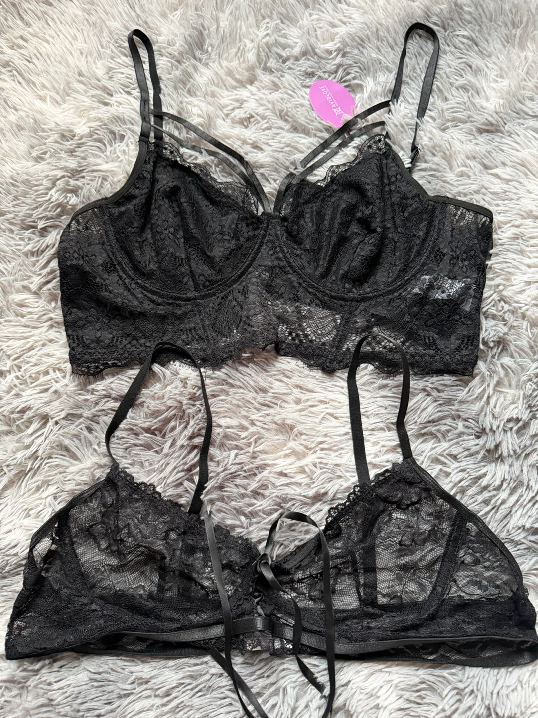 Avidlove Black Lace Bralette Set - XL
