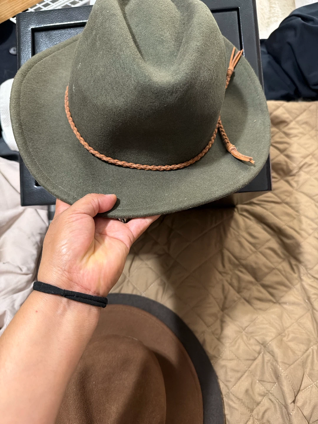 Three Felt Hats - Brown, Olive Green, Charcoal - photo 4