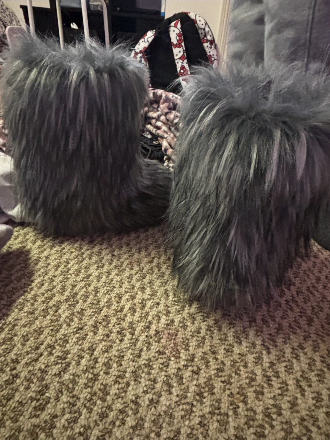 Light Gray Faux Fur Boots - photo 2