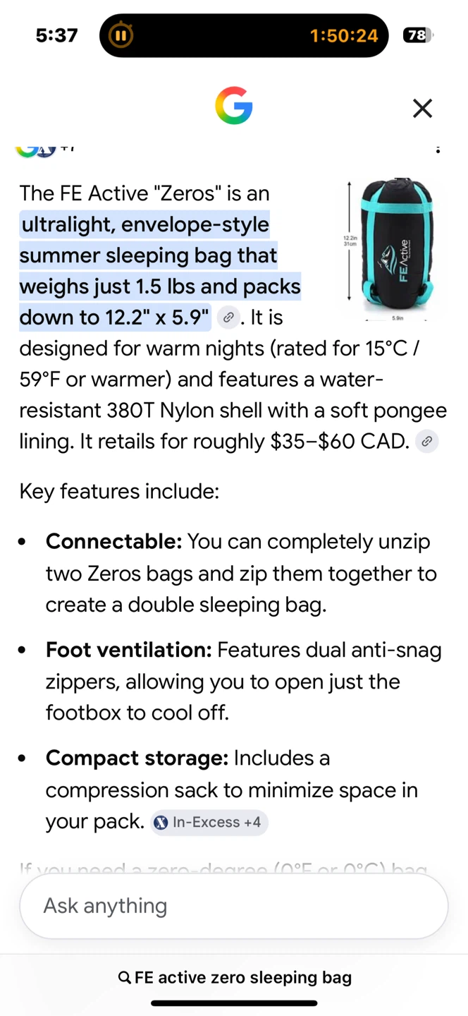 FE Active Zeros Lightweight Sleeping Bag - photo 3