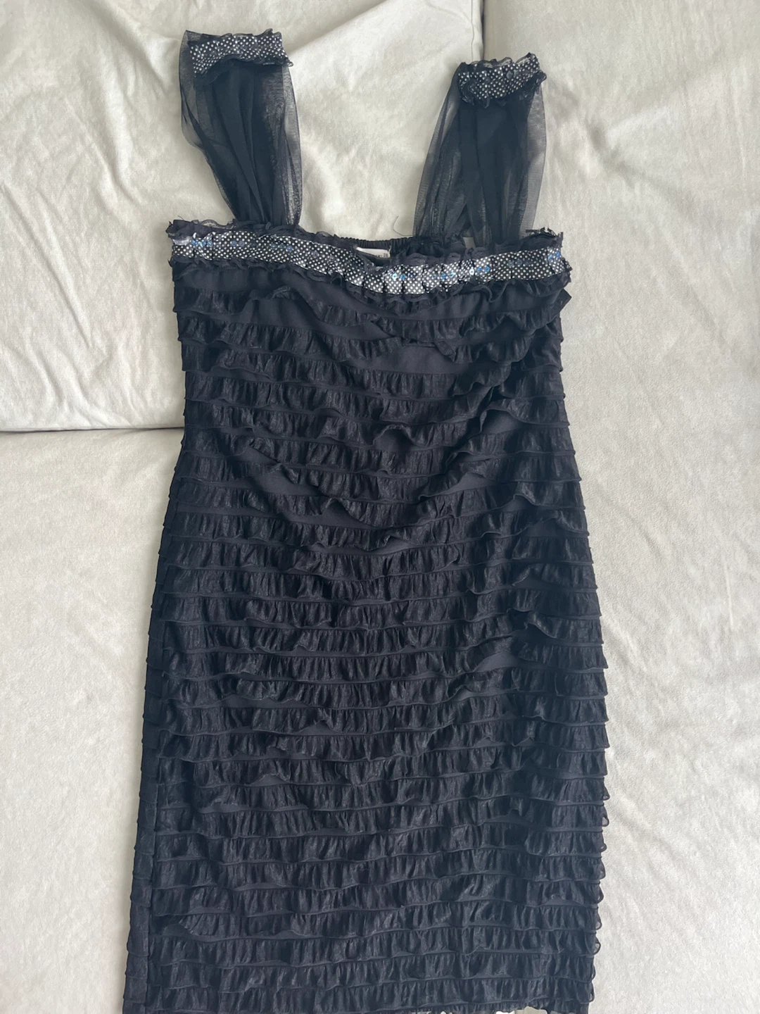 LBD Black Ruffled Dress Size 38