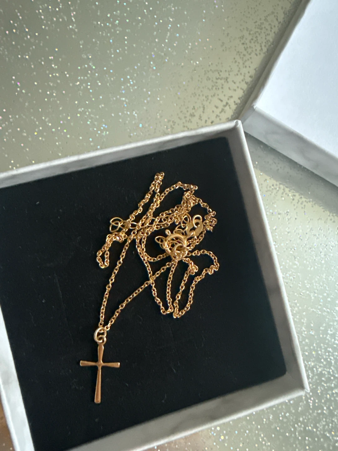 Gold-Plated Sterling Silver Cross Necklace with Italy Clasp