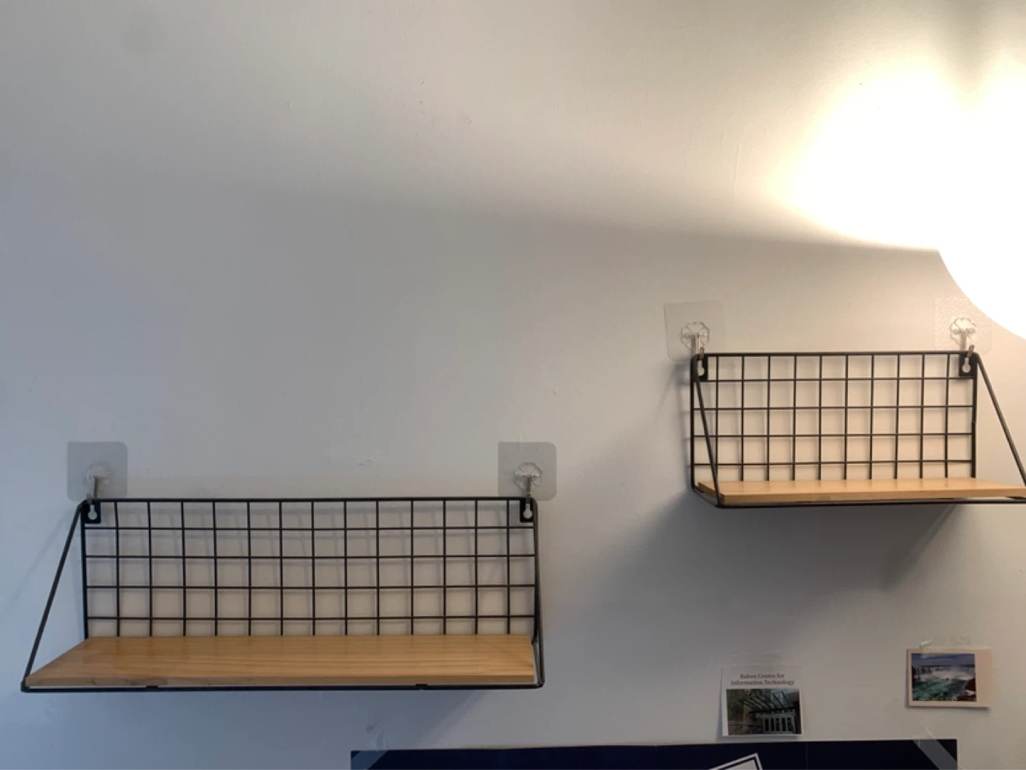 Set of 2 Wall-Mounted Iron & Wood Floating Shelves minimalist