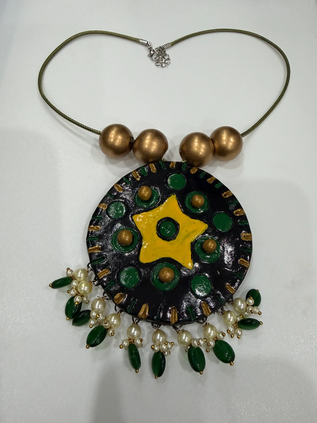 Handmade clay necklace $20