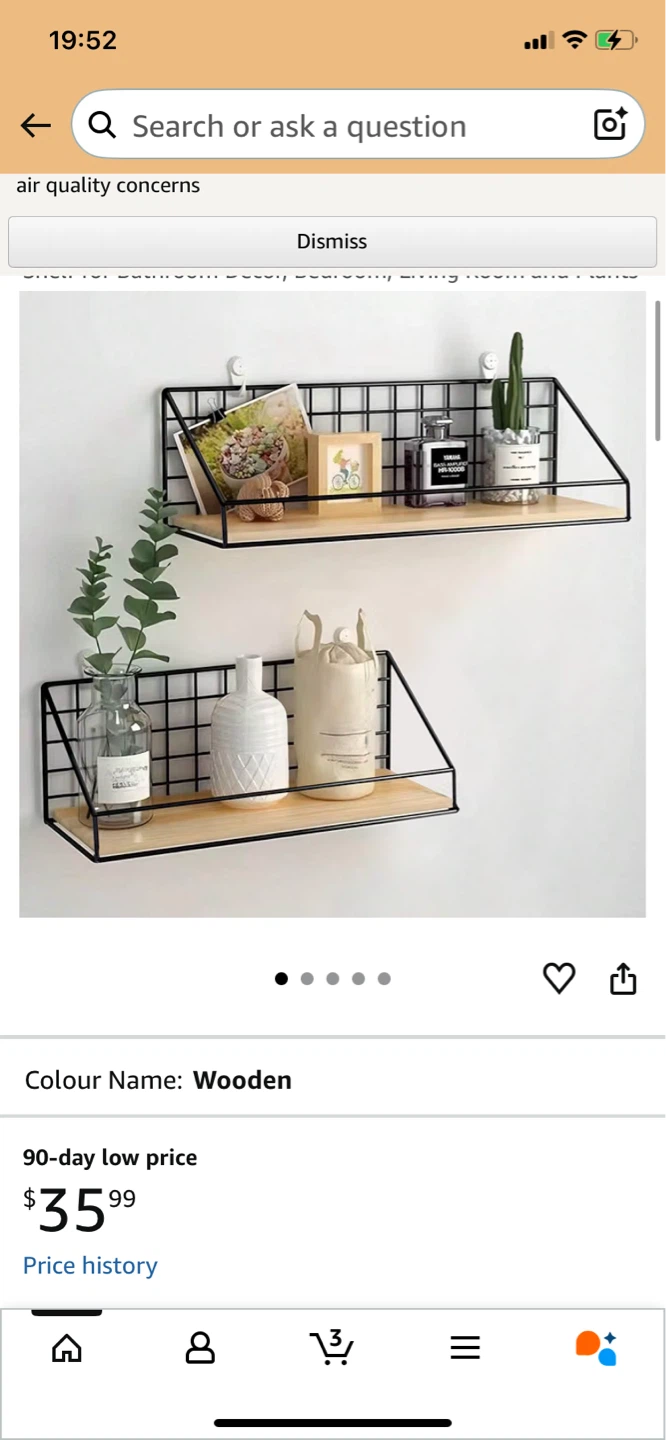Set of 2 Wall-Mounted Iron & Wood Floating Shelves minimalist - photo 4