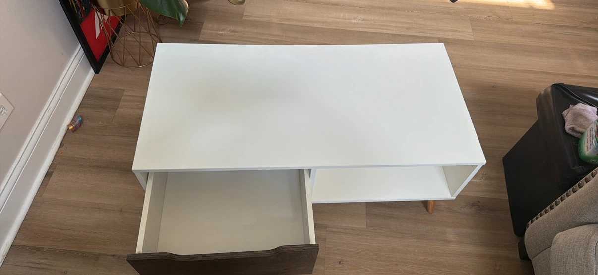 White Coffee Table with Drawer - photo 3