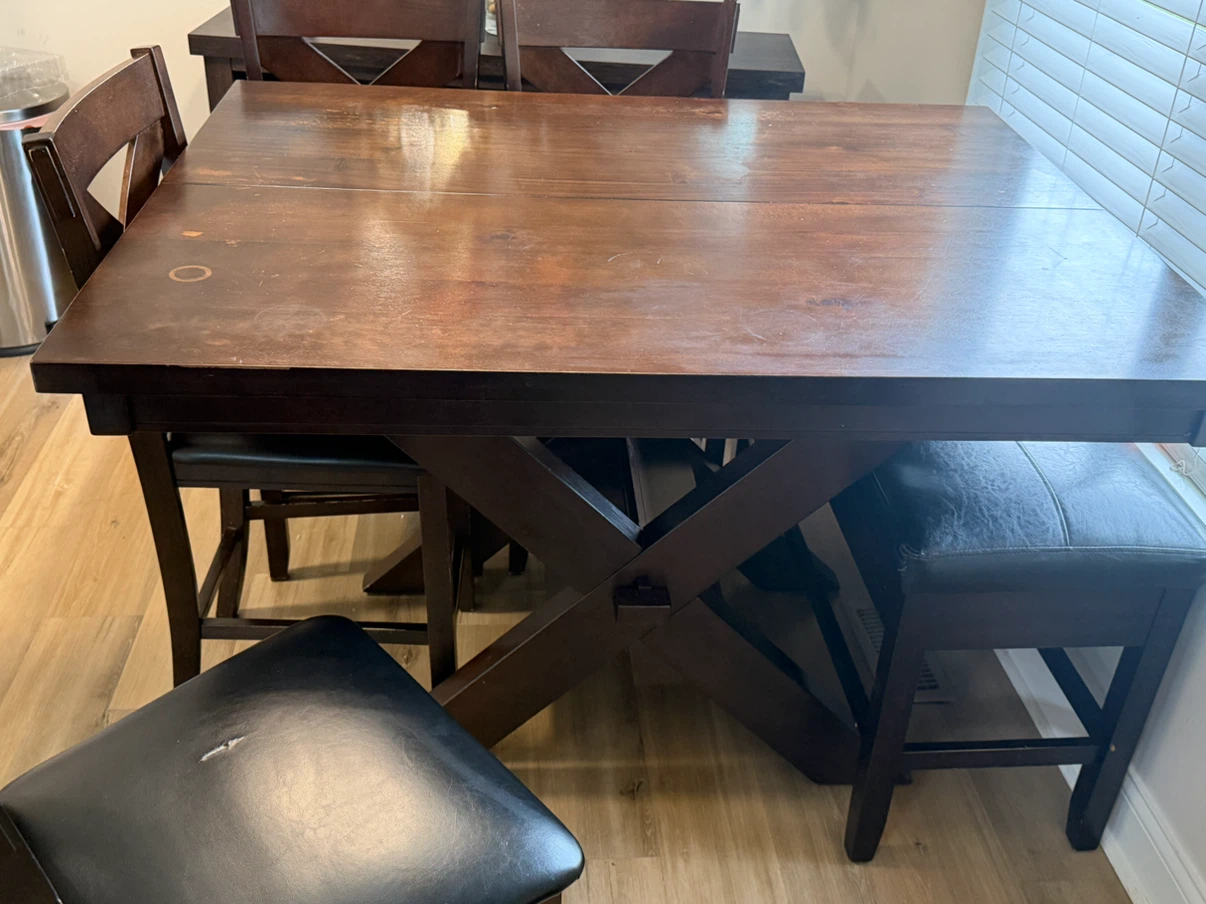 Wooden Dining Table with Bench and Chairs - photo 2