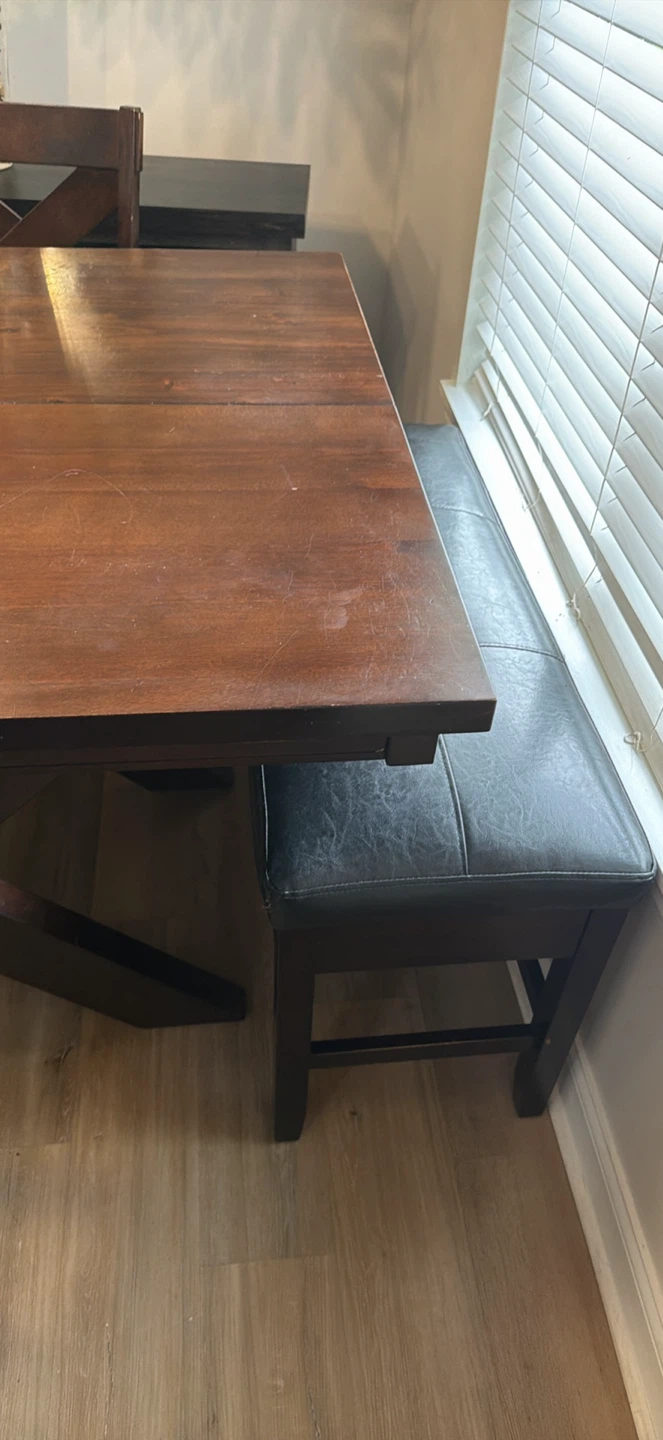 Wooden Dining Table with Bench and Chairs - photo 4