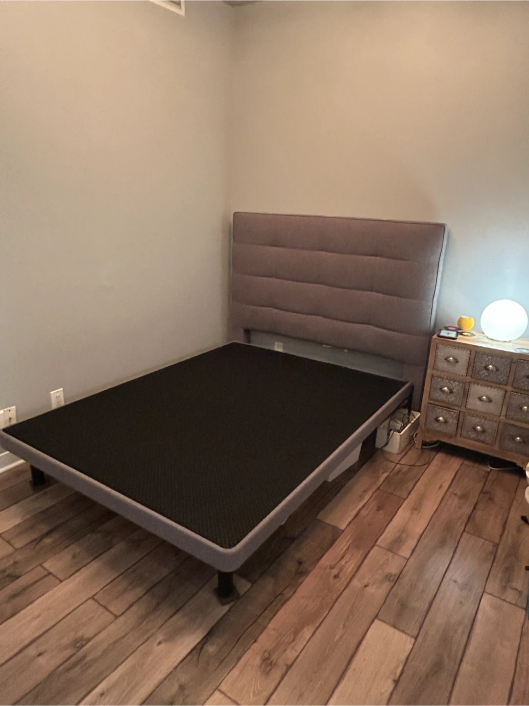 Grey Upholstered Headboard and Bed Frame - photo 2