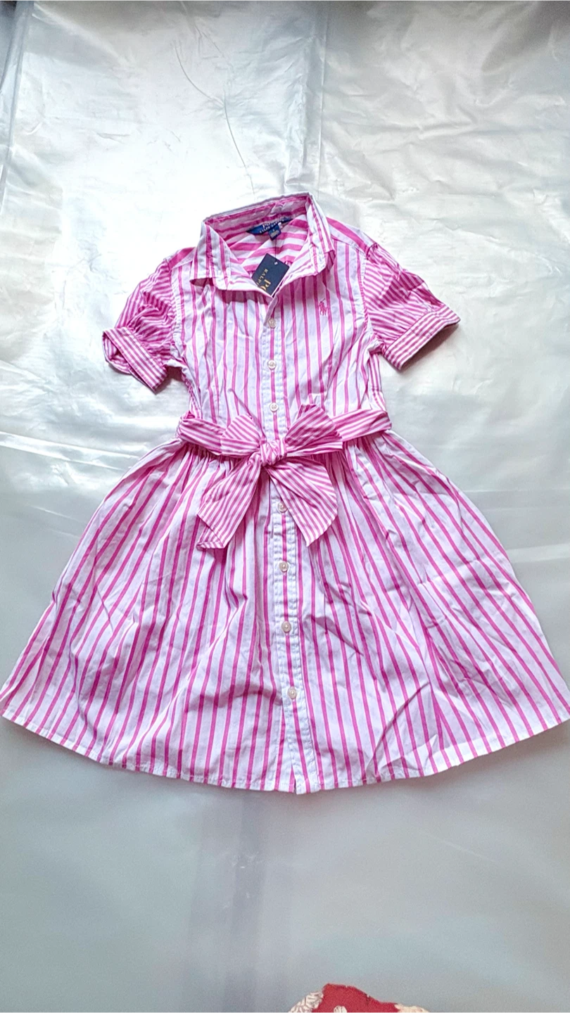 Polo Ralph Lauren Pink Striped Shirt Dress Size 8