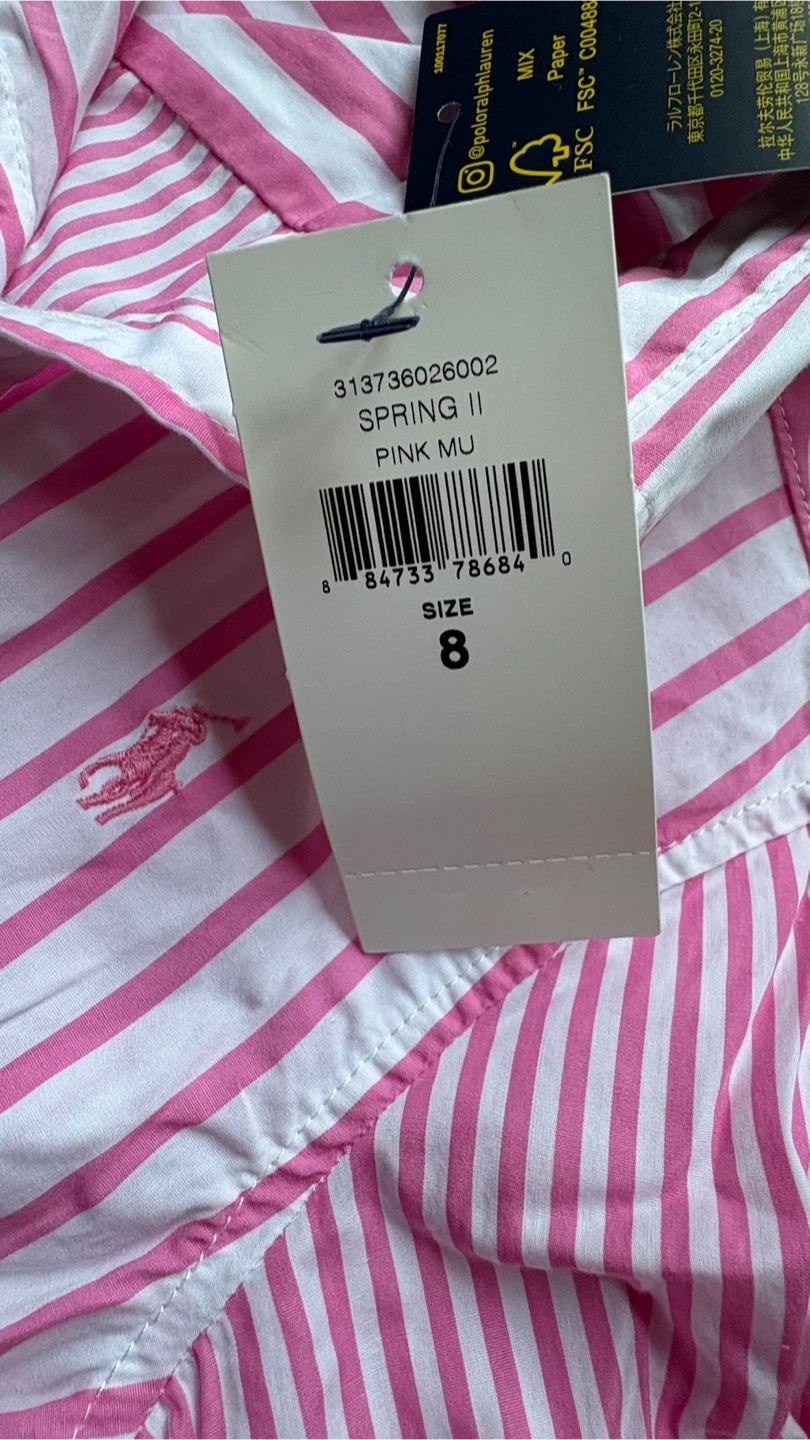 Polo Ralph Lauren Pink Striped Shirt Dress Size 8 - photo 3