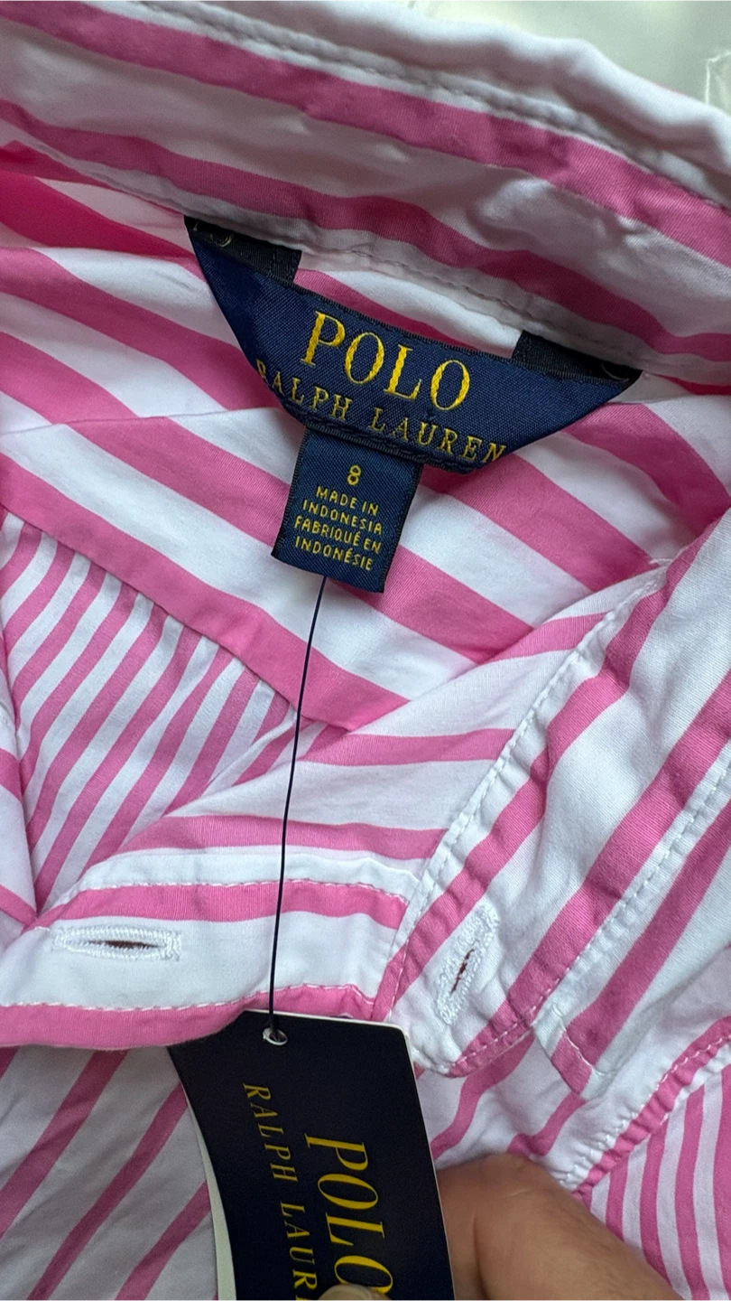 Polo Ralph Lauren Pink Striped Shirt Dress Size 8 - photo 4