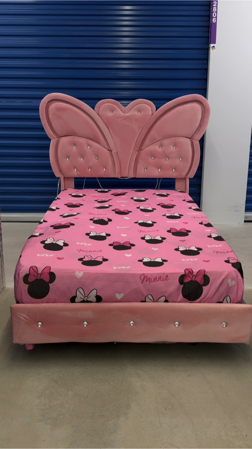 Pink Butterfly Bed Frame with Lights Twin size