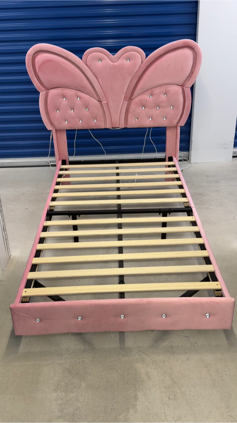 Pink Butterfly Bed Frame with Lights Twin size - photo 4