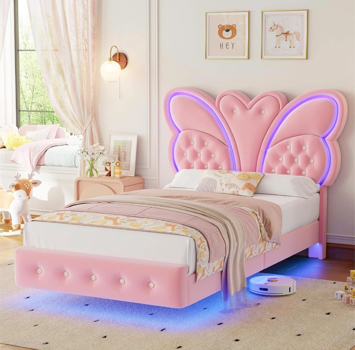 Pink Butterfly Bed Frame with Lights Twin size - photo 5