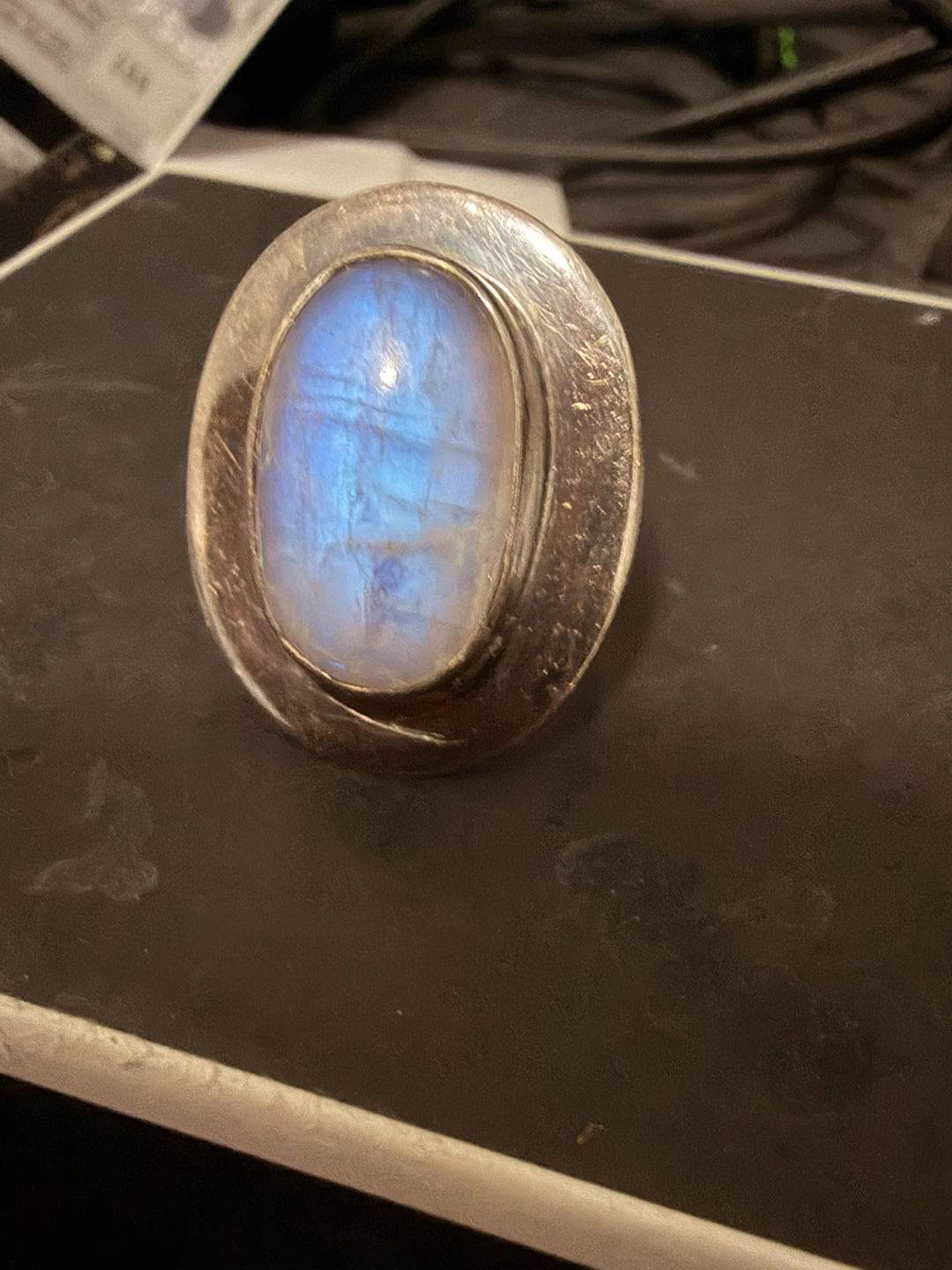 Sterling Silver 925 Rainbow Moonstone  Ring size 6