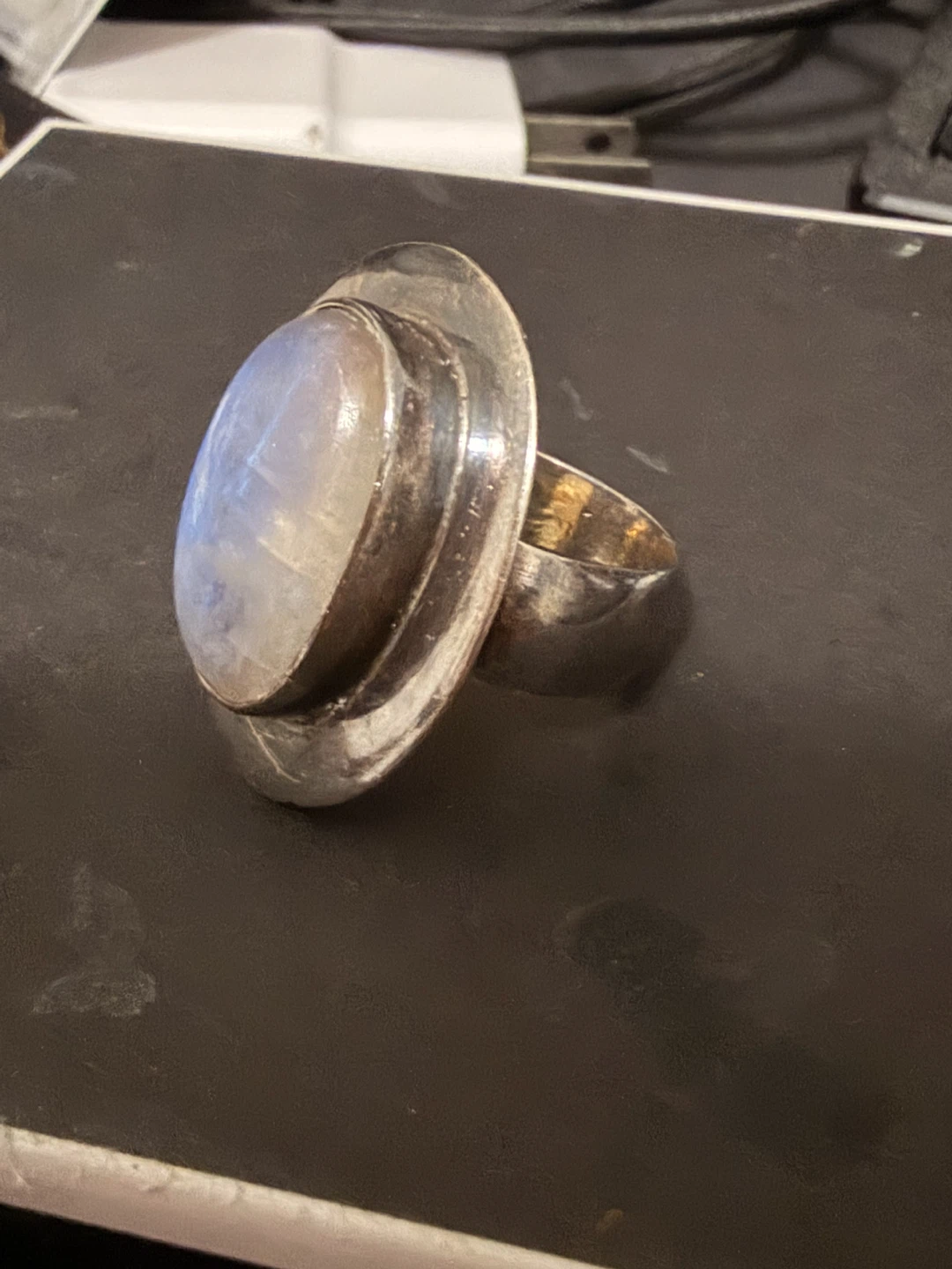 Sterling Silver 925 Rainbow Moonstone  Ring size 6 - photo 2