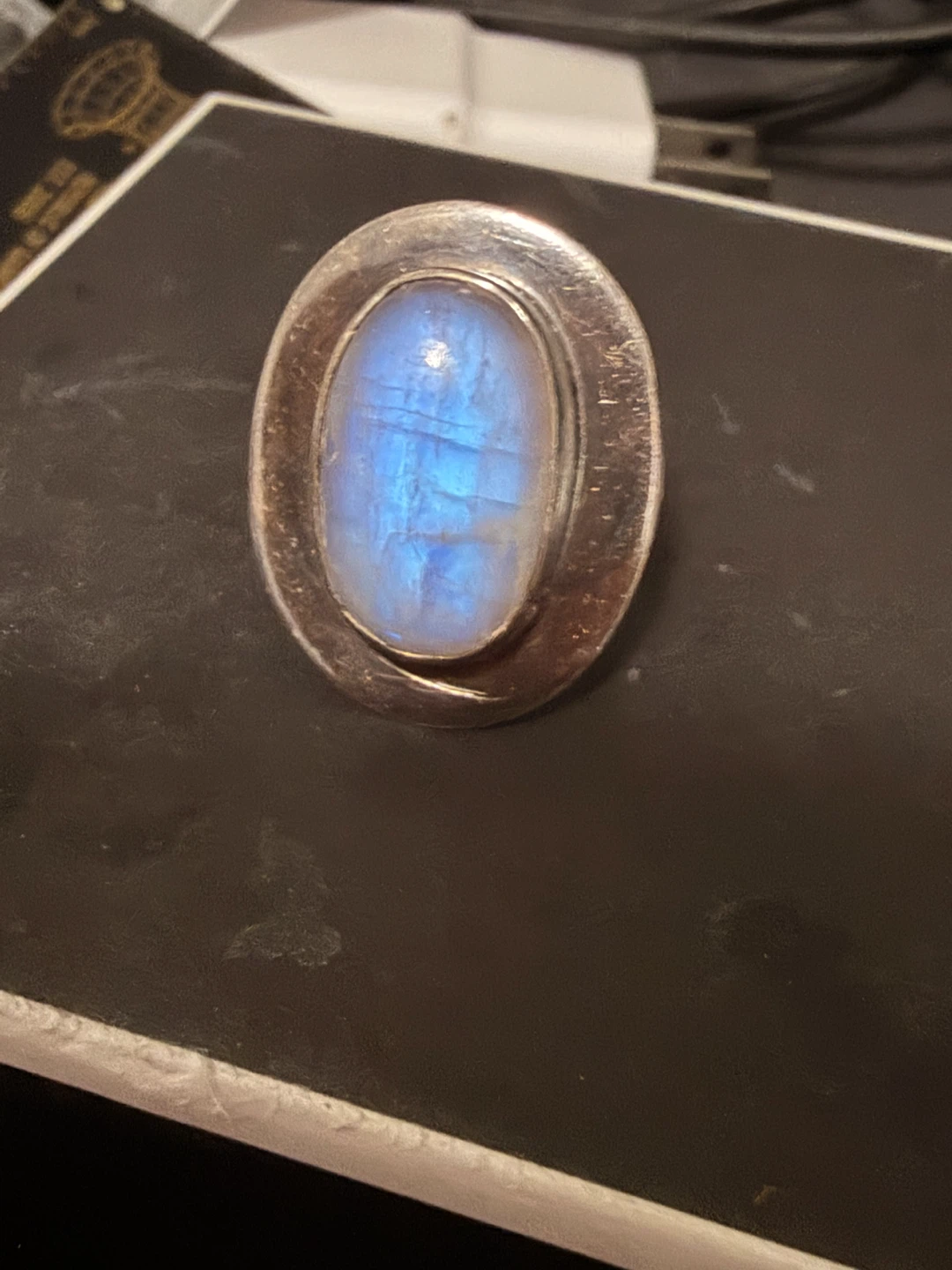 Sterling Silver 925 Rainbow Moonstone  Ring size 6 - photo 3