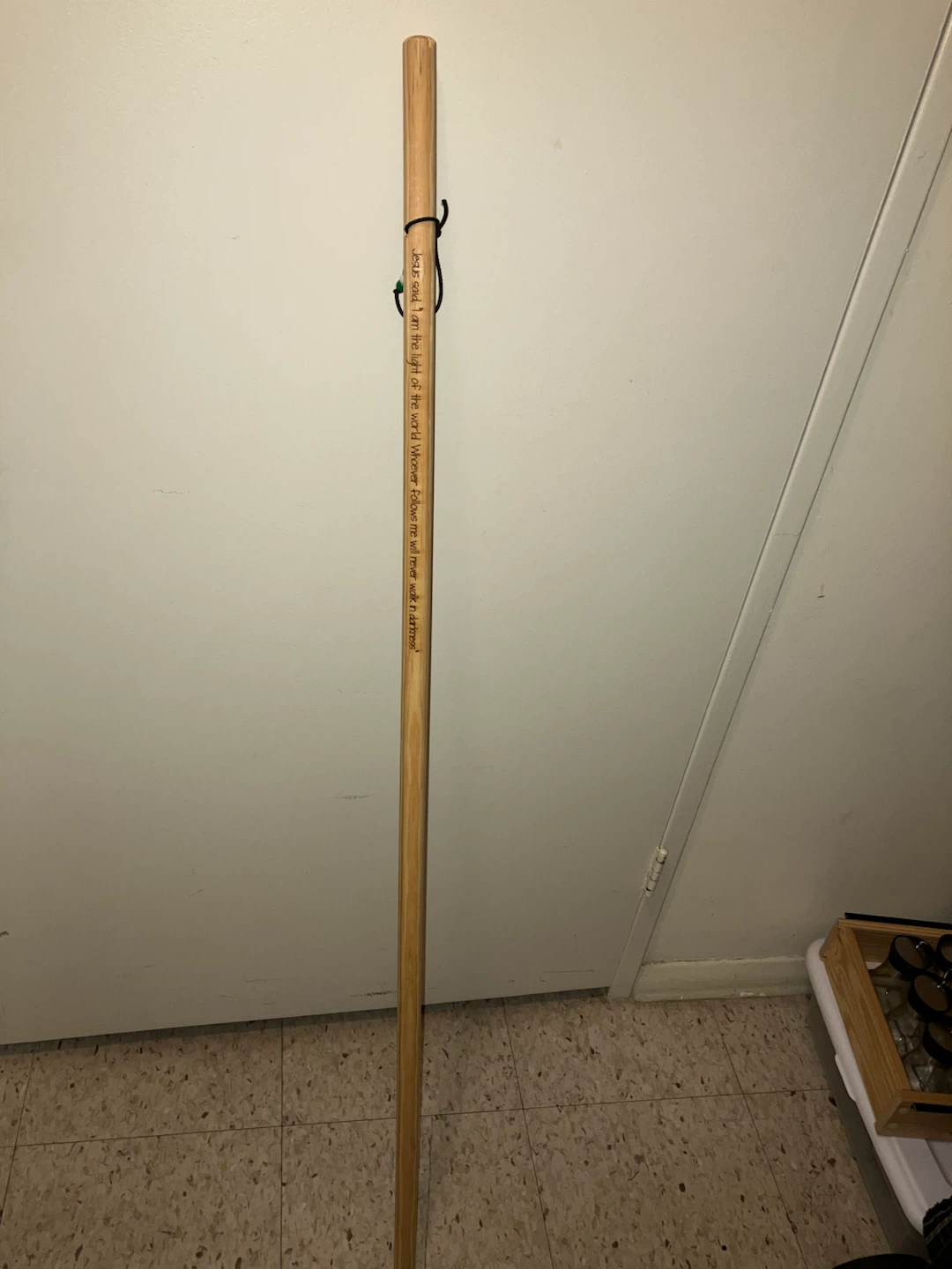 Wooden Walking Stick with Inscribed Bible Verse-48” Height
