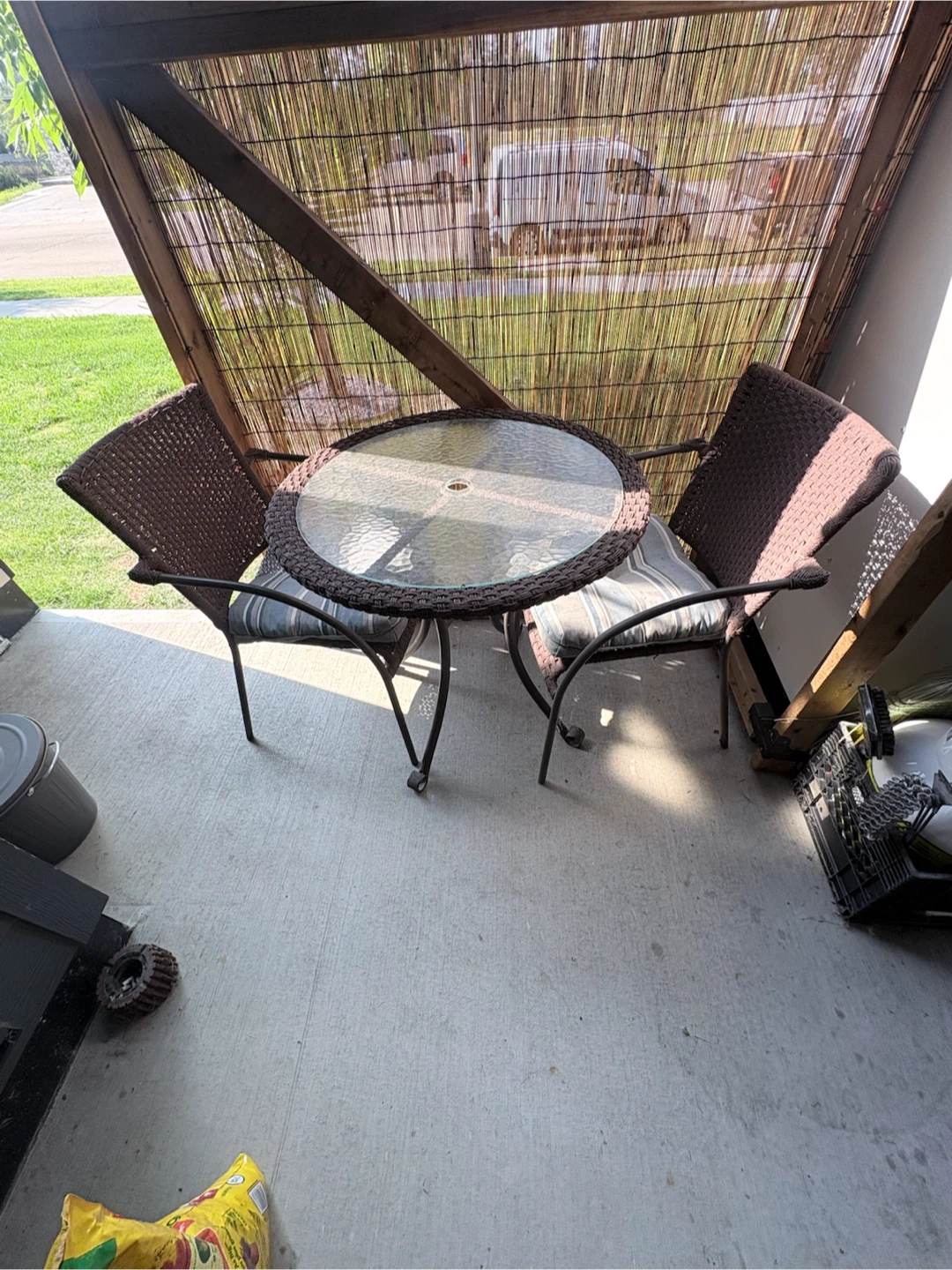 Glass Top Patio Table with 2 Chairs - photo 2
