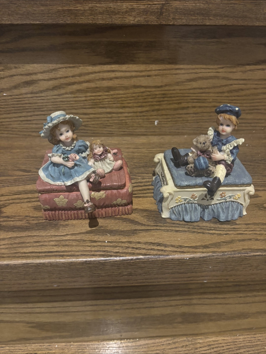 Vintage Decorative Trinket Boxes with Figurines