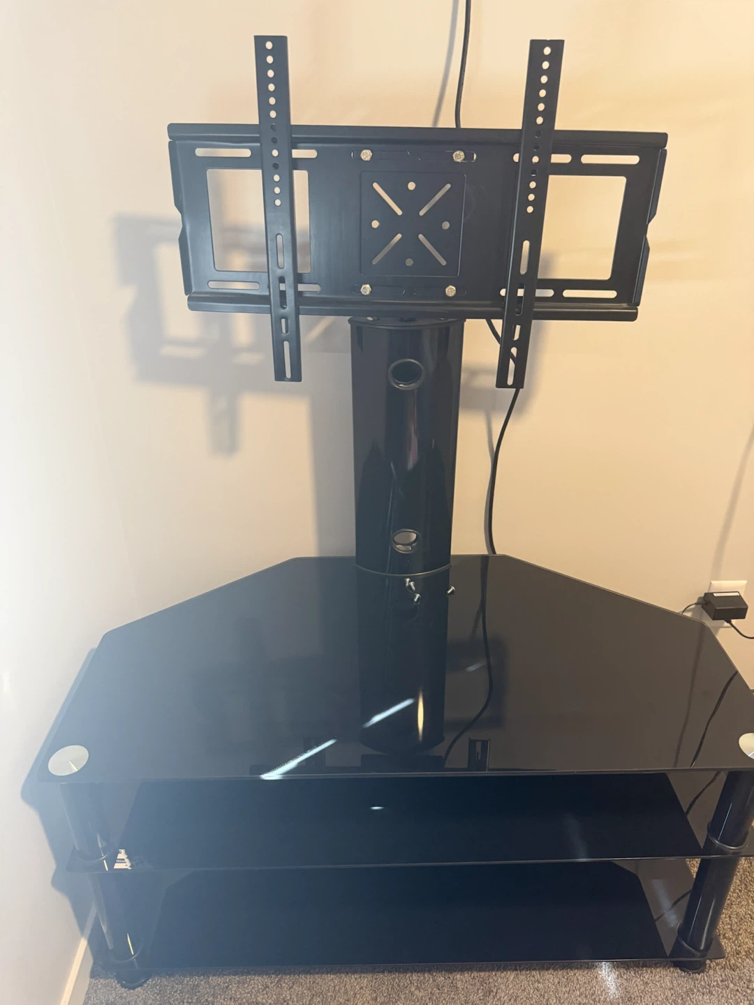 Black Glass TV Stand with Mount