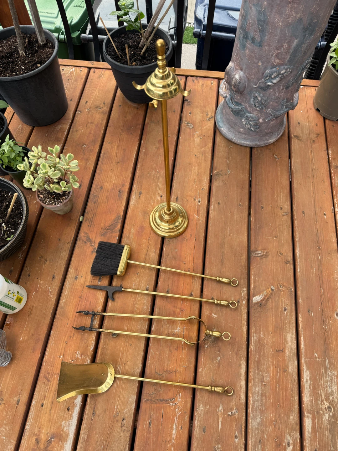 Vintage solid brass fireplace tools - photo 2