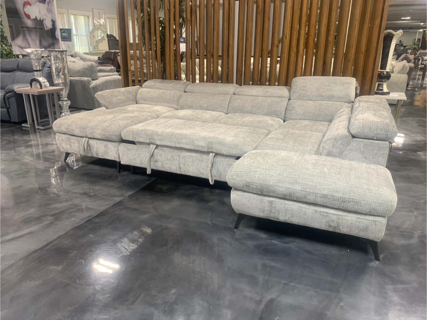 Light Gray Sectional Sofa with Chaise