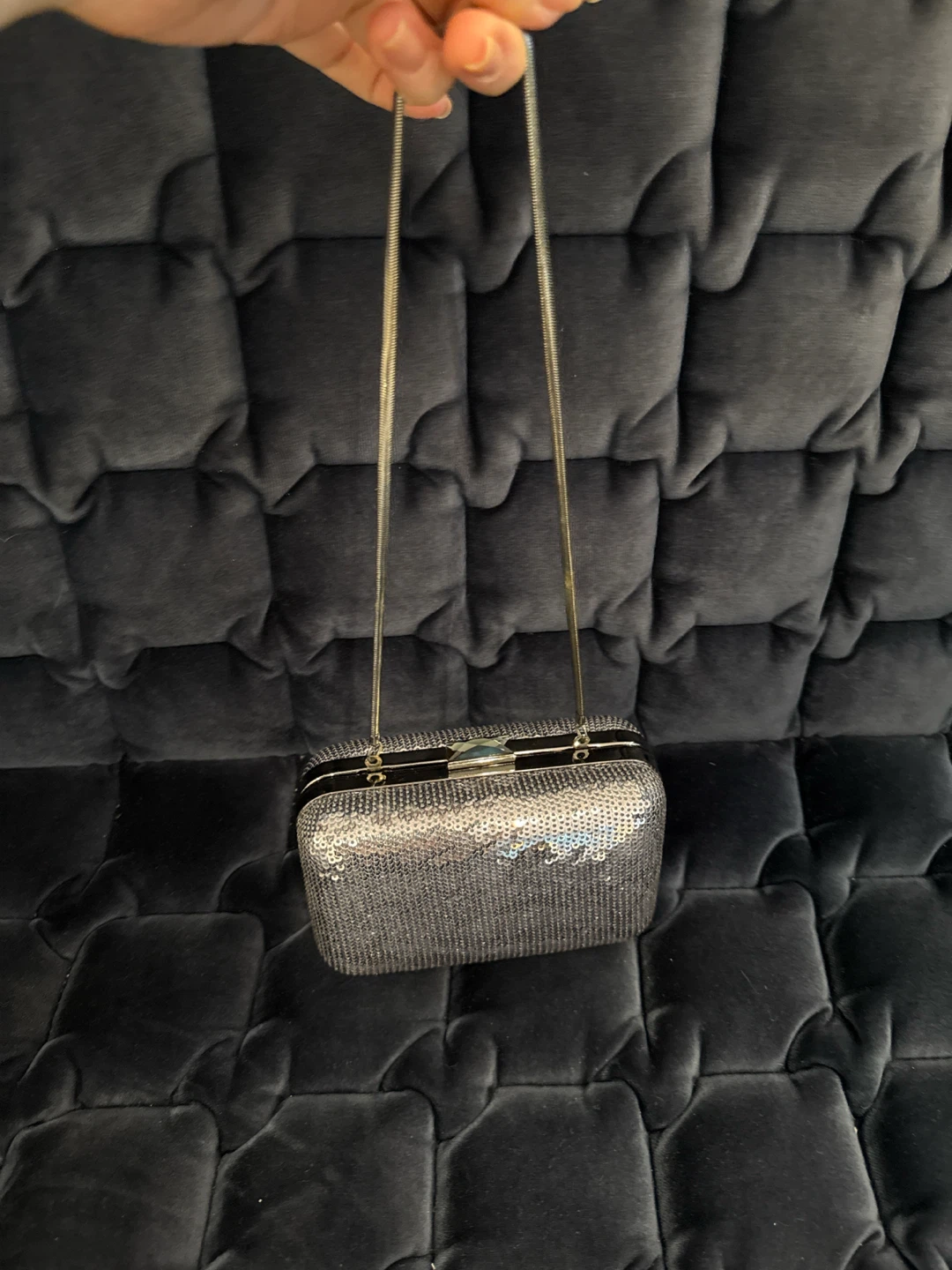 Silver Sequin Clutch Evening Bag - photo 2