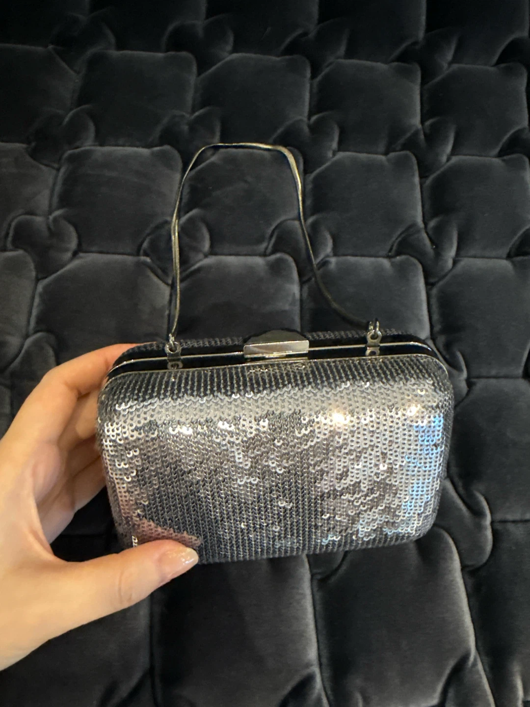 Silver Sequin Clutch Evening Bag - photo 5