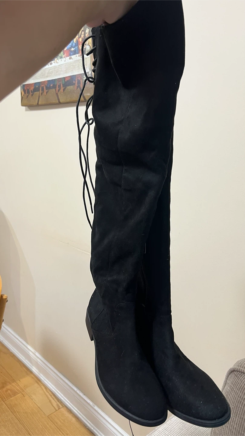 Forever 21 Black Suede Over-the-Knee Boots
