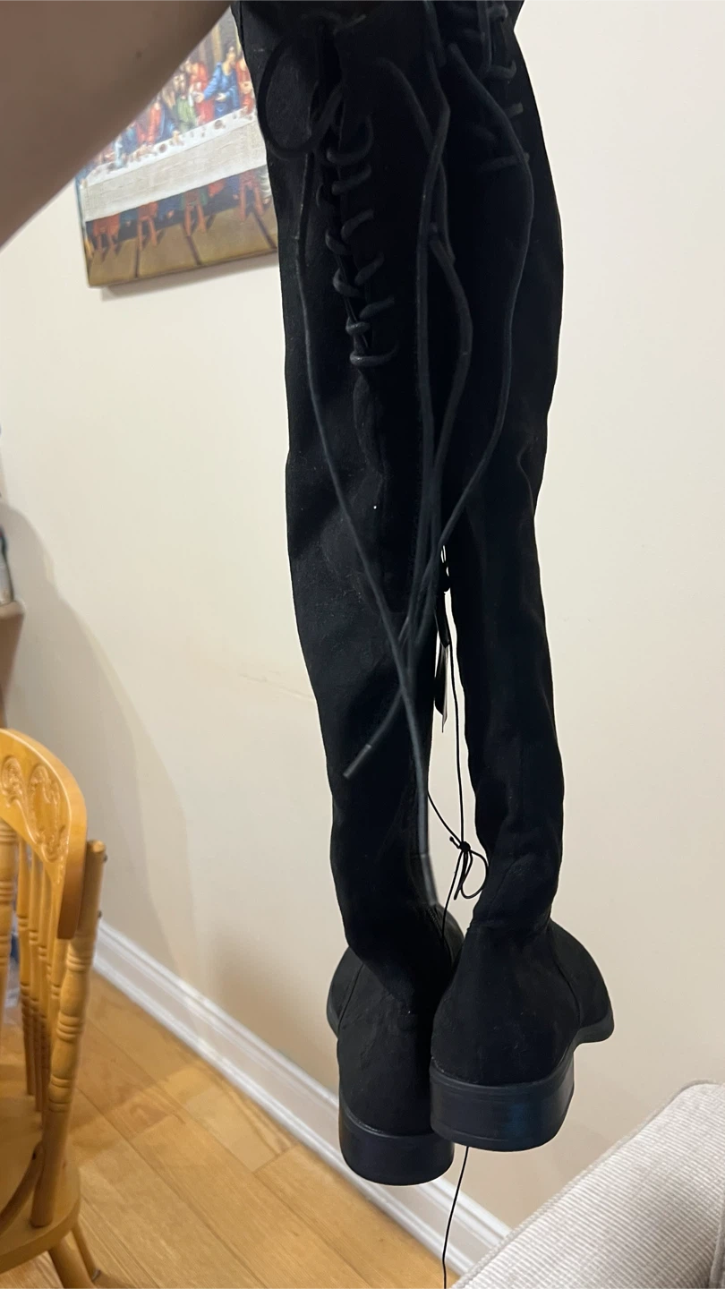 Forever 21 Black Suede Over-the-Knee Boots - photo 2