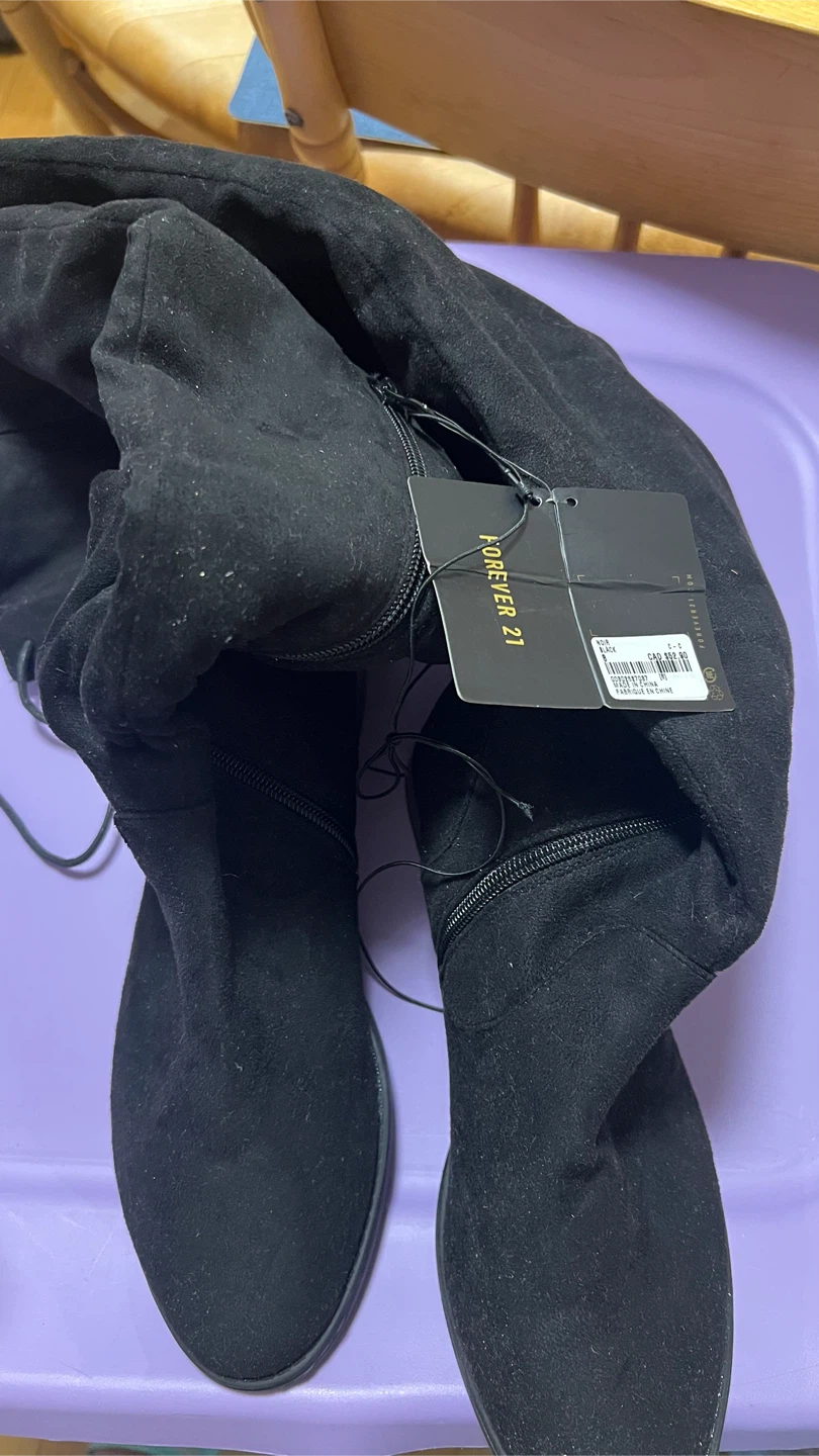 Forever 21 Black Suede Over-the-Knee Boots - photo 3