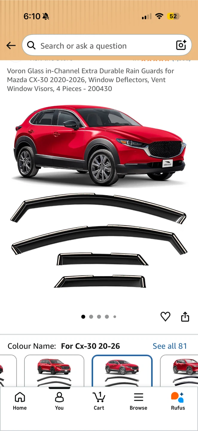 In-Channel Rain Guards for Mazda CX-30 2020-2026