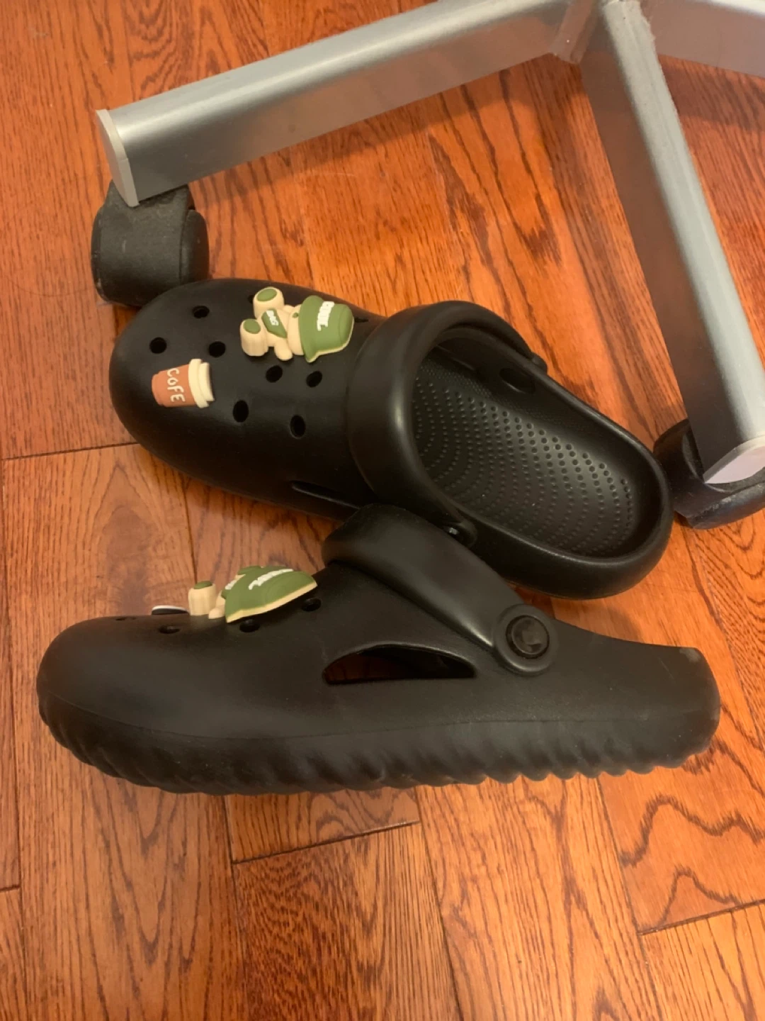 Size 40-41 Black Clogs Sandals with Cute Custom Charms (Jibbitz) - photo 3