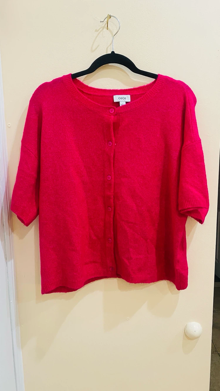 Cee Cee size large fish is pink cardigan - photo 2