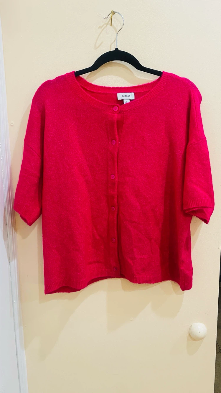 Cee Cee size large fish is pink cardigan - photo 5