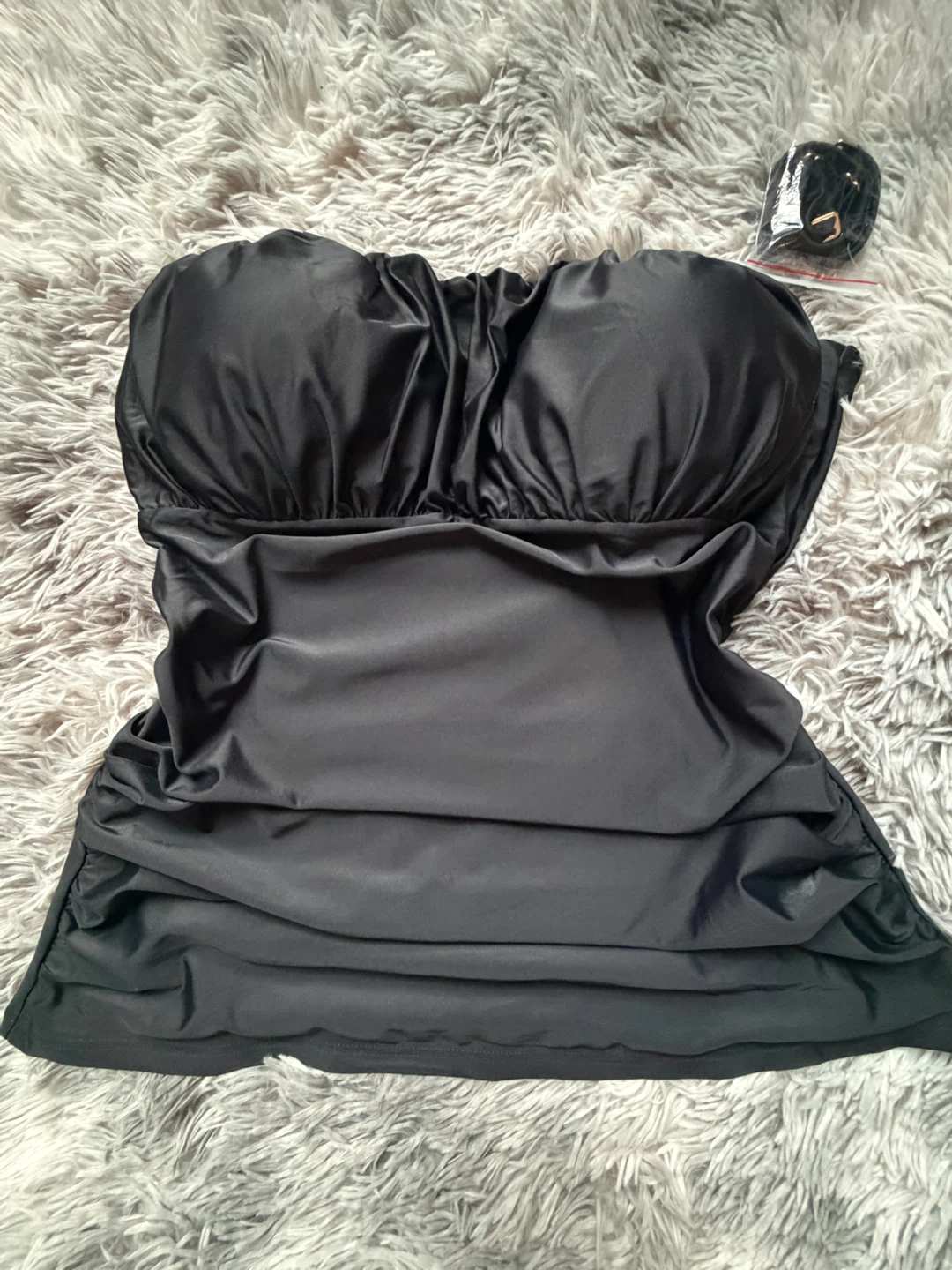 Black Strapless Ruched Top XXL