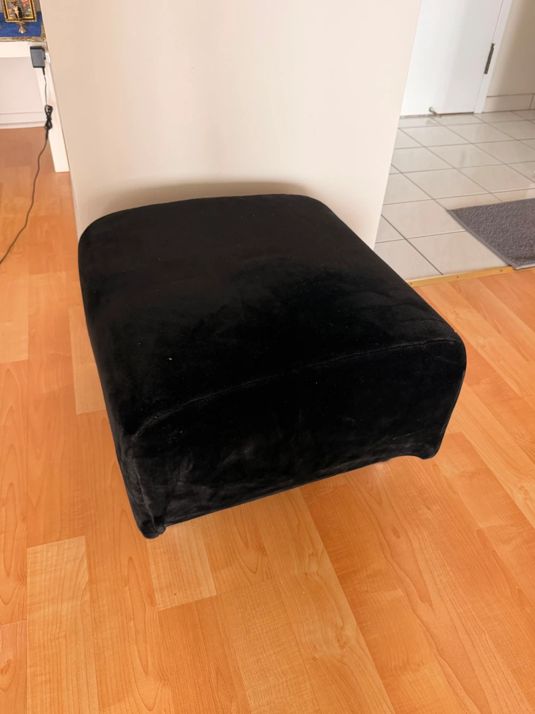 Black Velvet Ottoman Footstool
