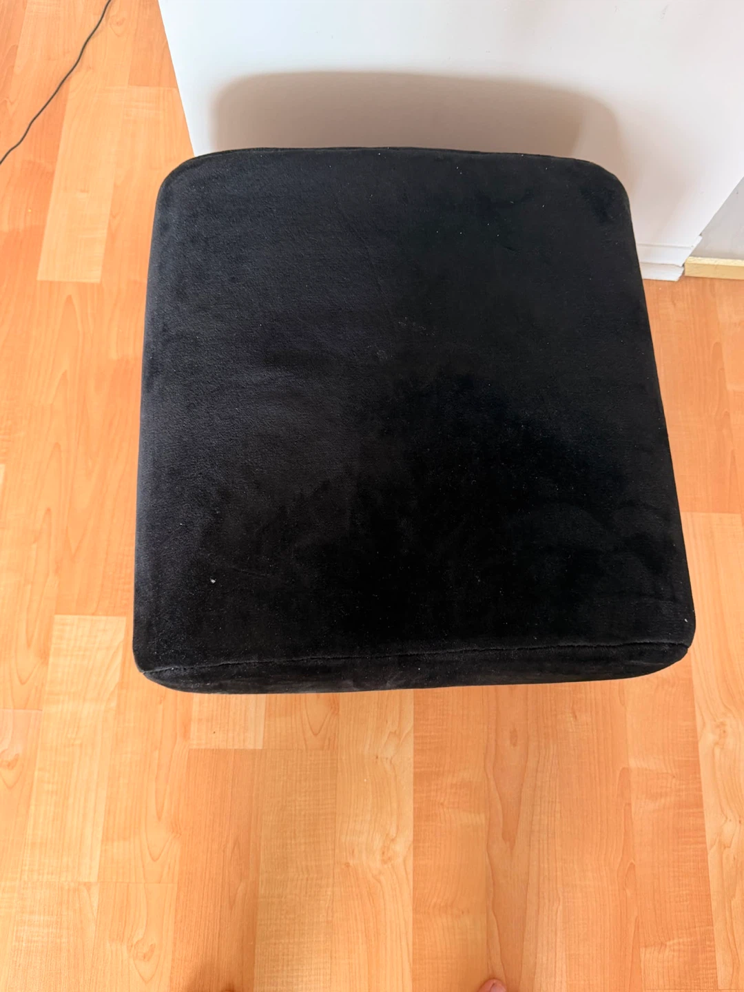 Black Velvet Ottoman Footstool - photo 2