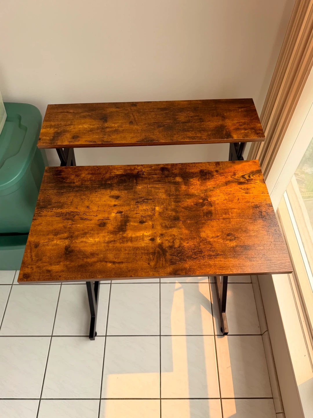 Rustic Wood 2-Tier Desk with Shelf - photo 2