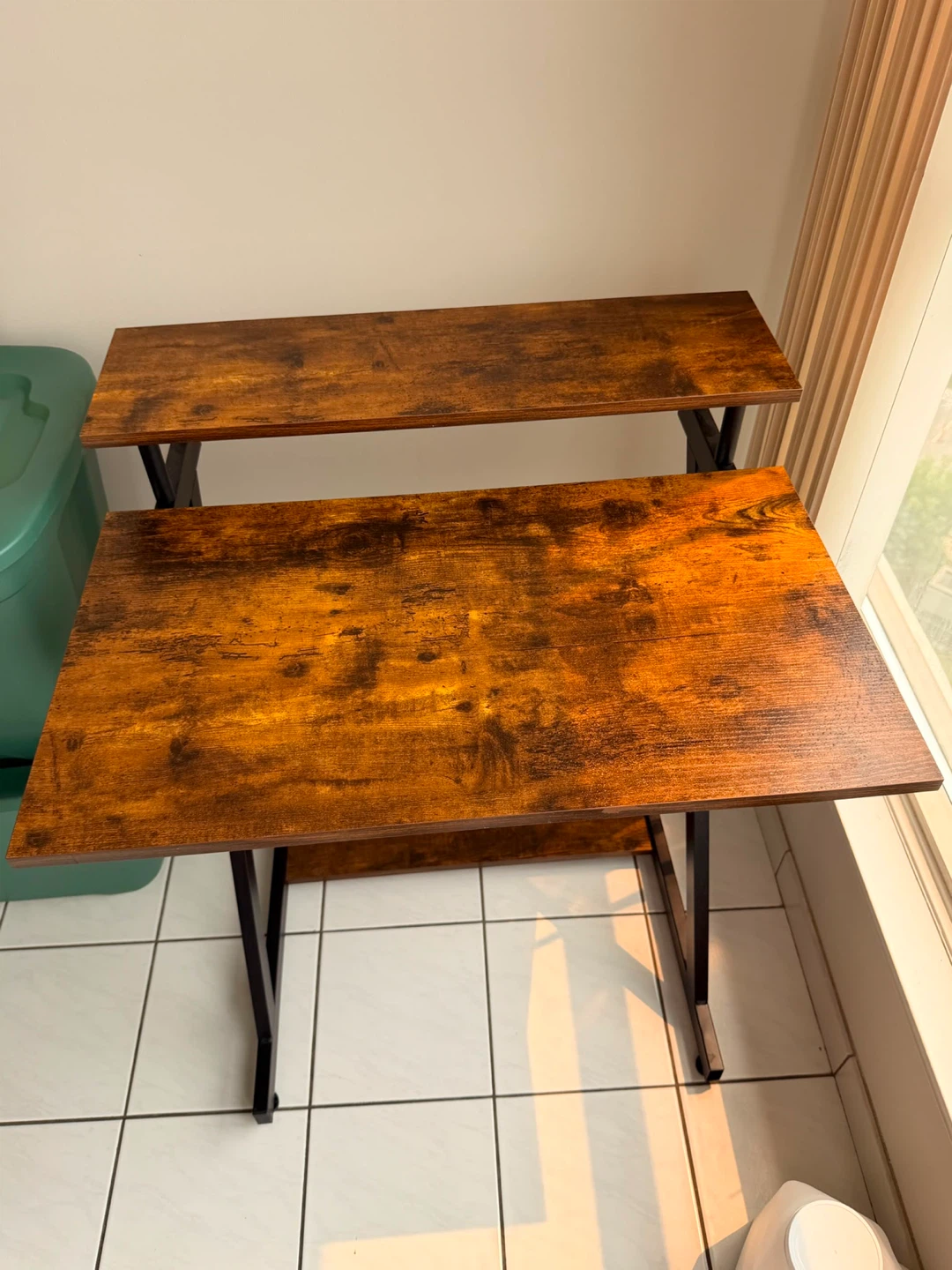Rustic Wood 2-Tier Desk with Shelf - photo 3