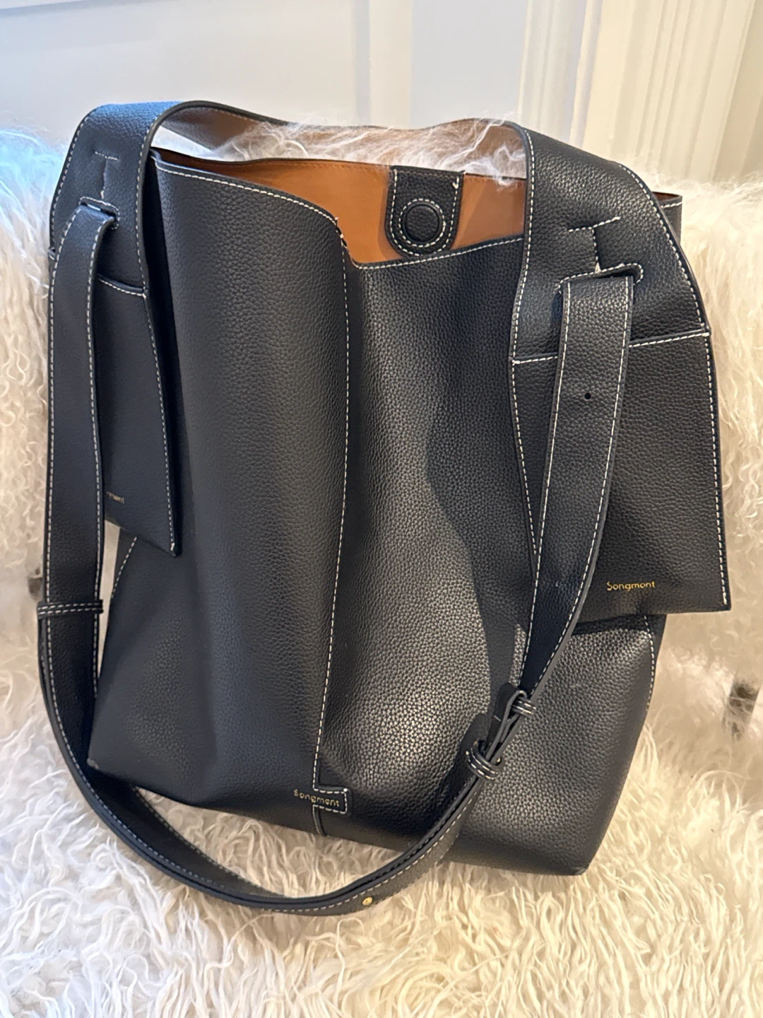 Songmont Black Leather Tote Bag - photo 3