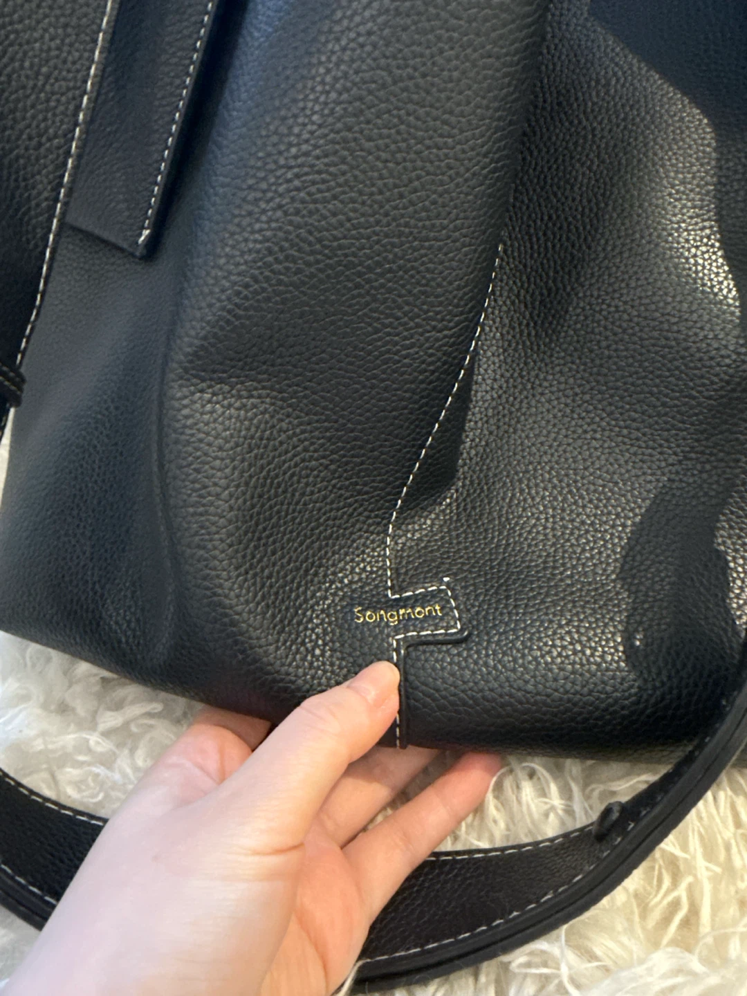 Songmont Black Leather Tote Bag - photo 5