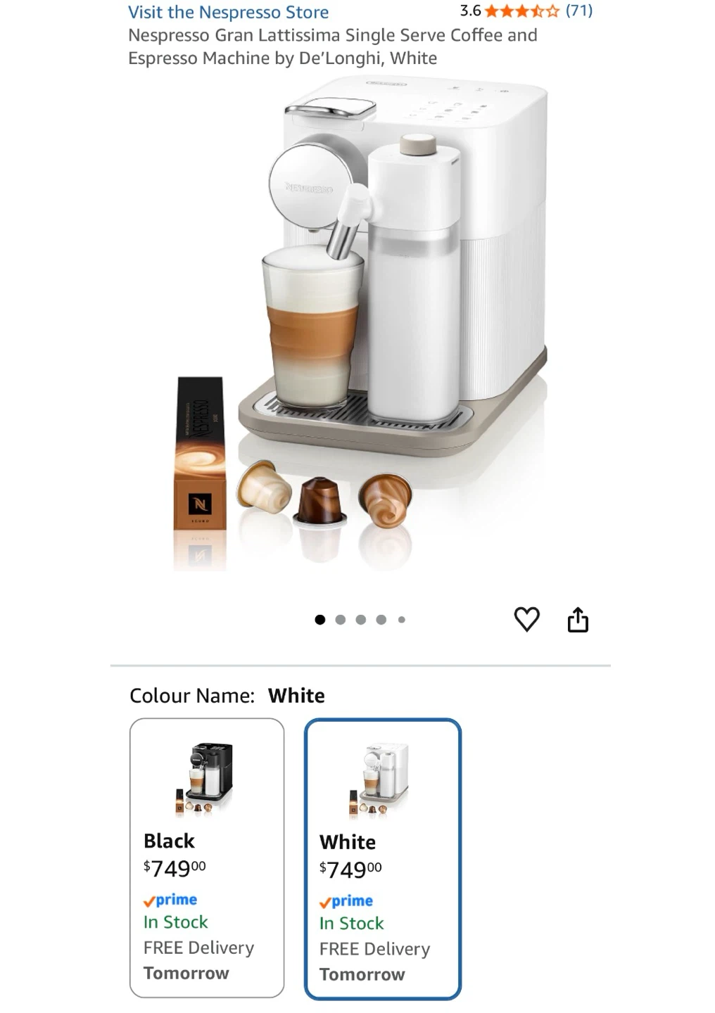 Nespresso Gran Lattissima Coffee Machine - White - photo 2