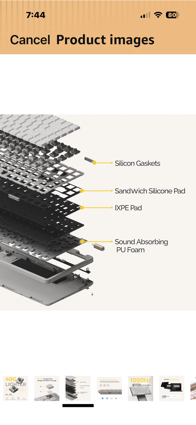 LOFREE Flow Lite 100 Keys Mechanical Keyboard - Marble - photo 5